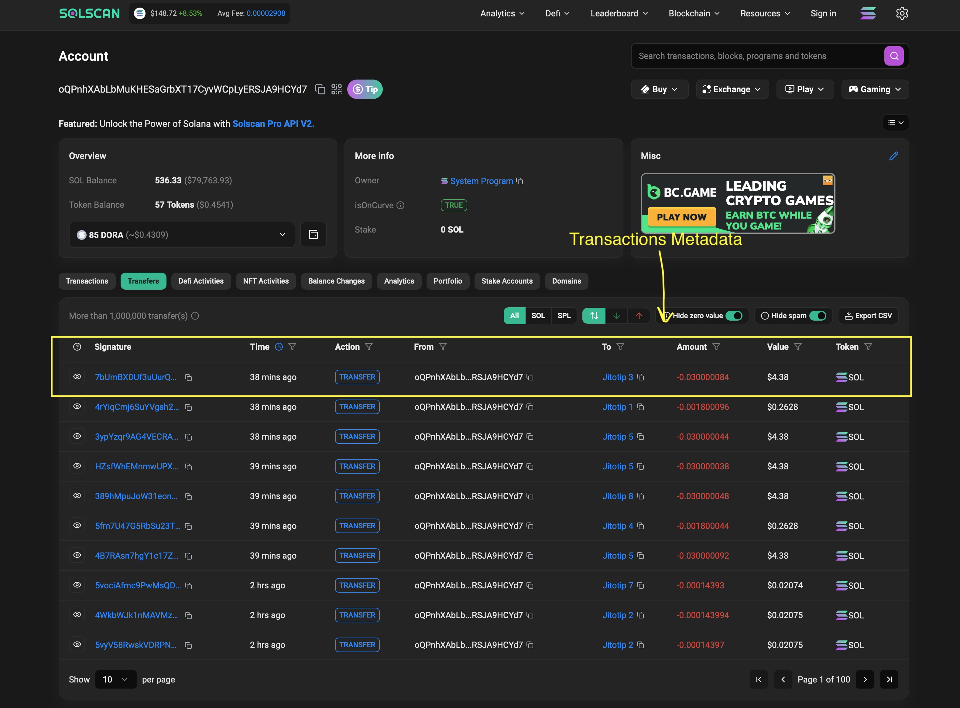 Solscan Screenshot